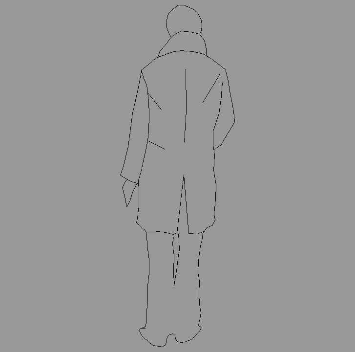 Bloque Autocad Vista de Hombres 02 en Alzado detallado